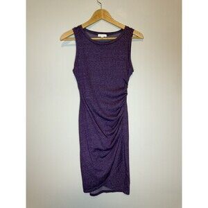 Leith Boho Purple Ruched Body-con tank Spring Dress  with tulip hem Size XXS